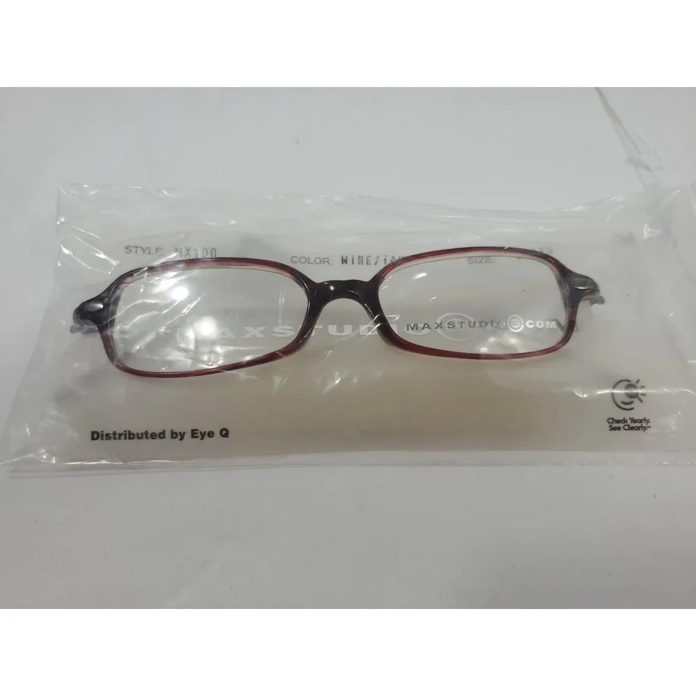 Max Studio MX100 Eyeglasses Frames Wine Taupe 47 16 140 Narrow Rectangle NWT New